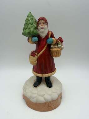 Vintage 1985 St Nicholas Santa Music Box “White Christmas” Enesco WORKS
